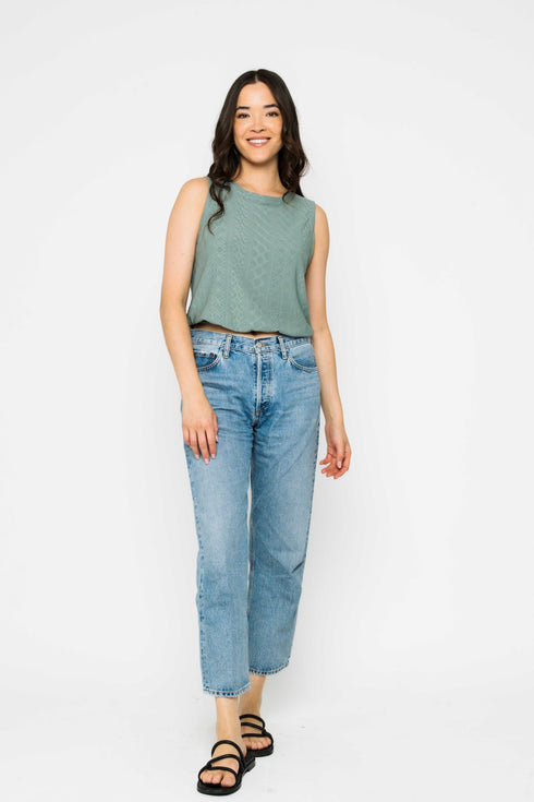 Ginny-Eyelet Gathered Tank